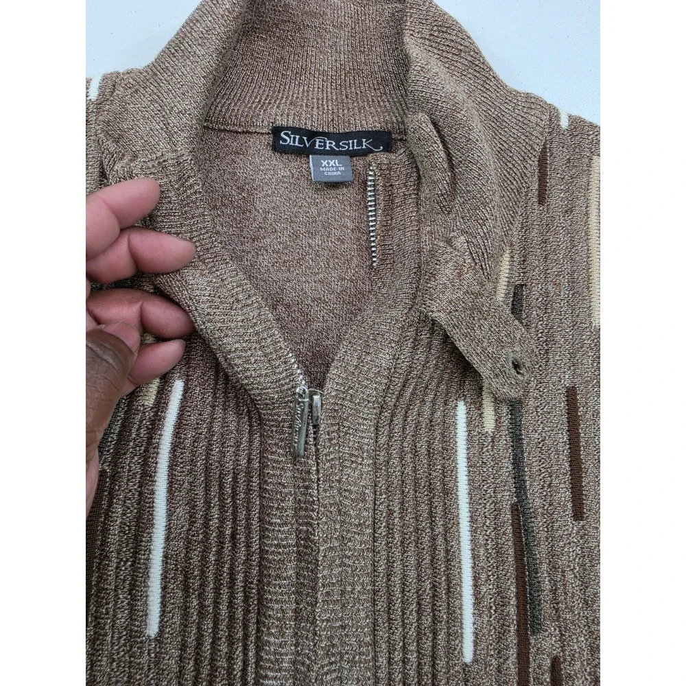 SilverSilk Men's Full Zip Sweater Knit Cardigan Textured XXL Coogi Old Money